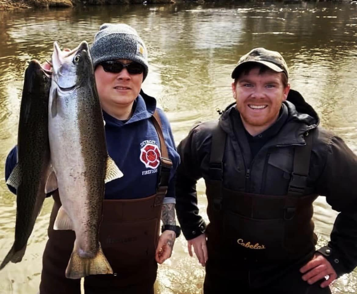Two rainbow trout caught in Port Huron