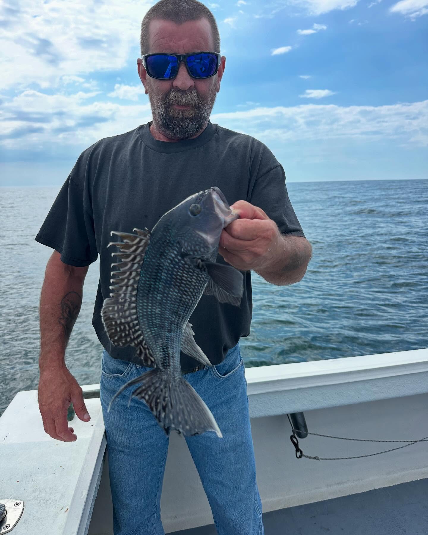Black sea bass caught while fishing in Neptune City NJ waters