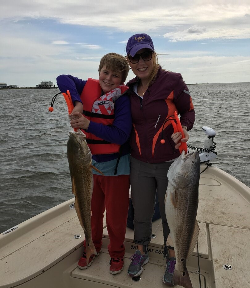 Two redfish caught during fishing trip in Theriot Louisiana