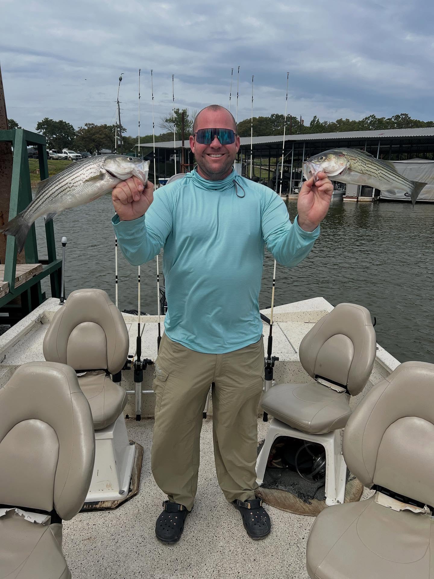 Two striped bass caught while fishing in Gordonville