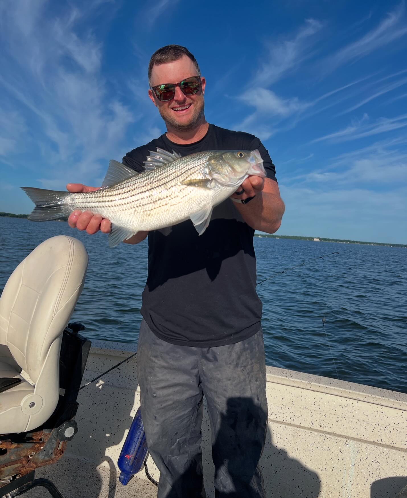 A white bass caught while fishing in Gordonville