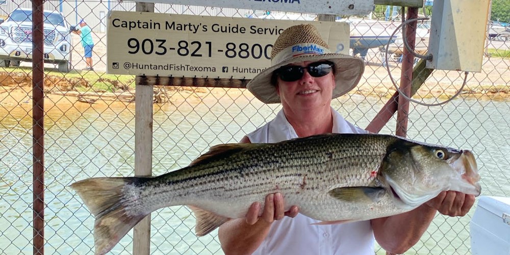 Lake Texoma striped bass fishing trip for 3 people with guide and tackle included