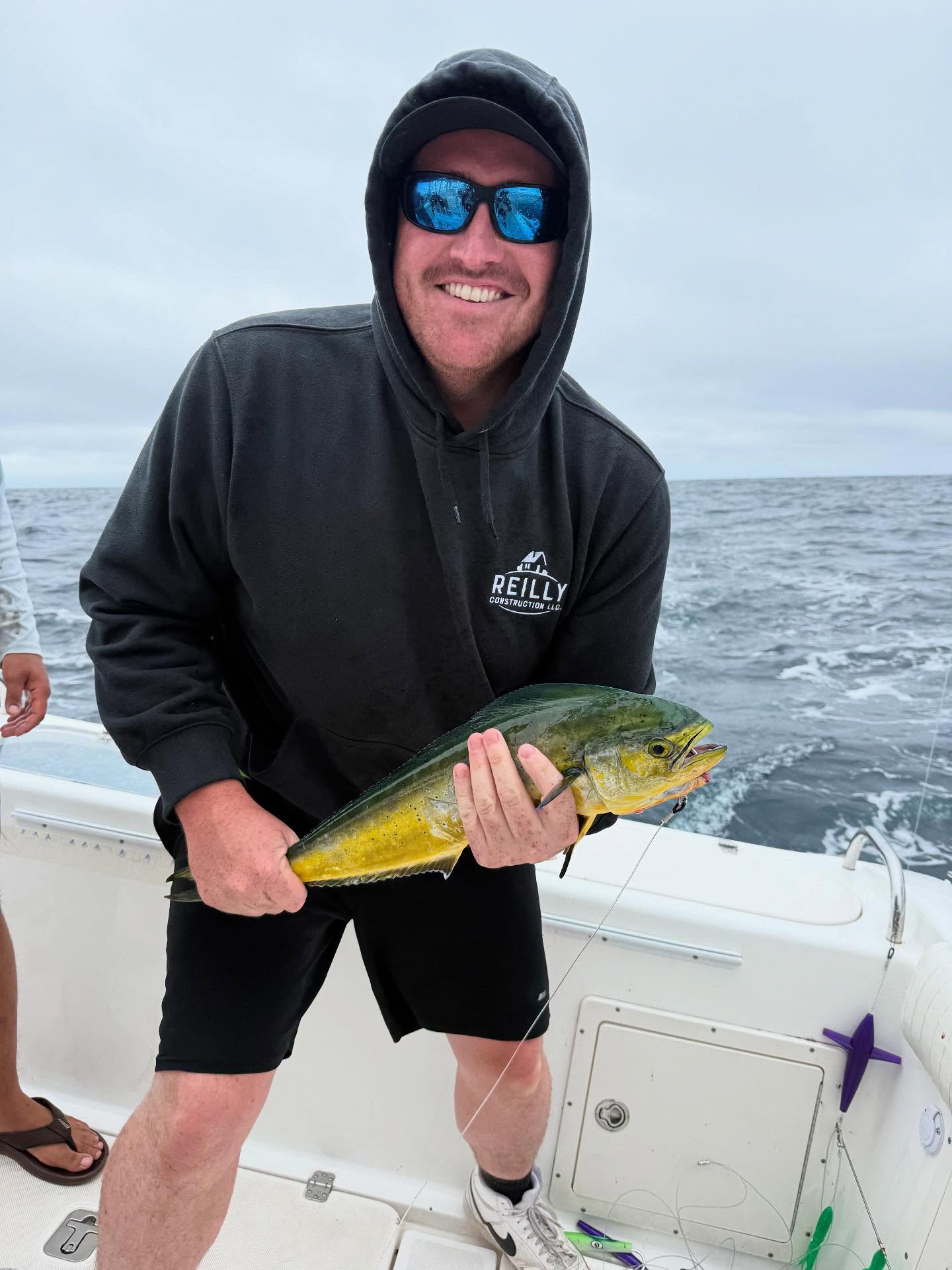 Fresh caught mahi mahi displayed on fishing boat deck in Point Pleasant Beach NJ