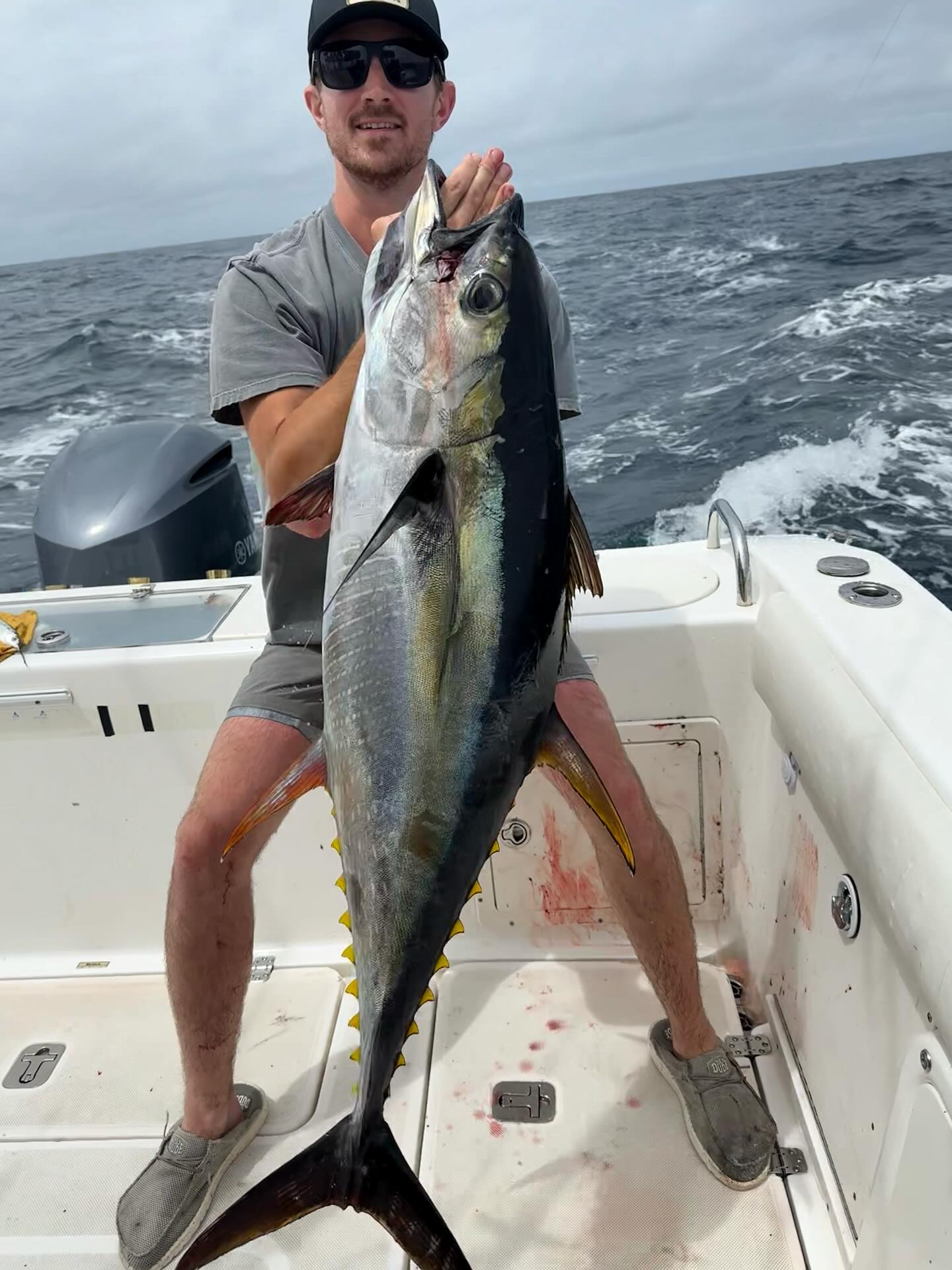 Yellowfin tuna caught fishing in Point Pleasant Beach NJ displayed on boat deck