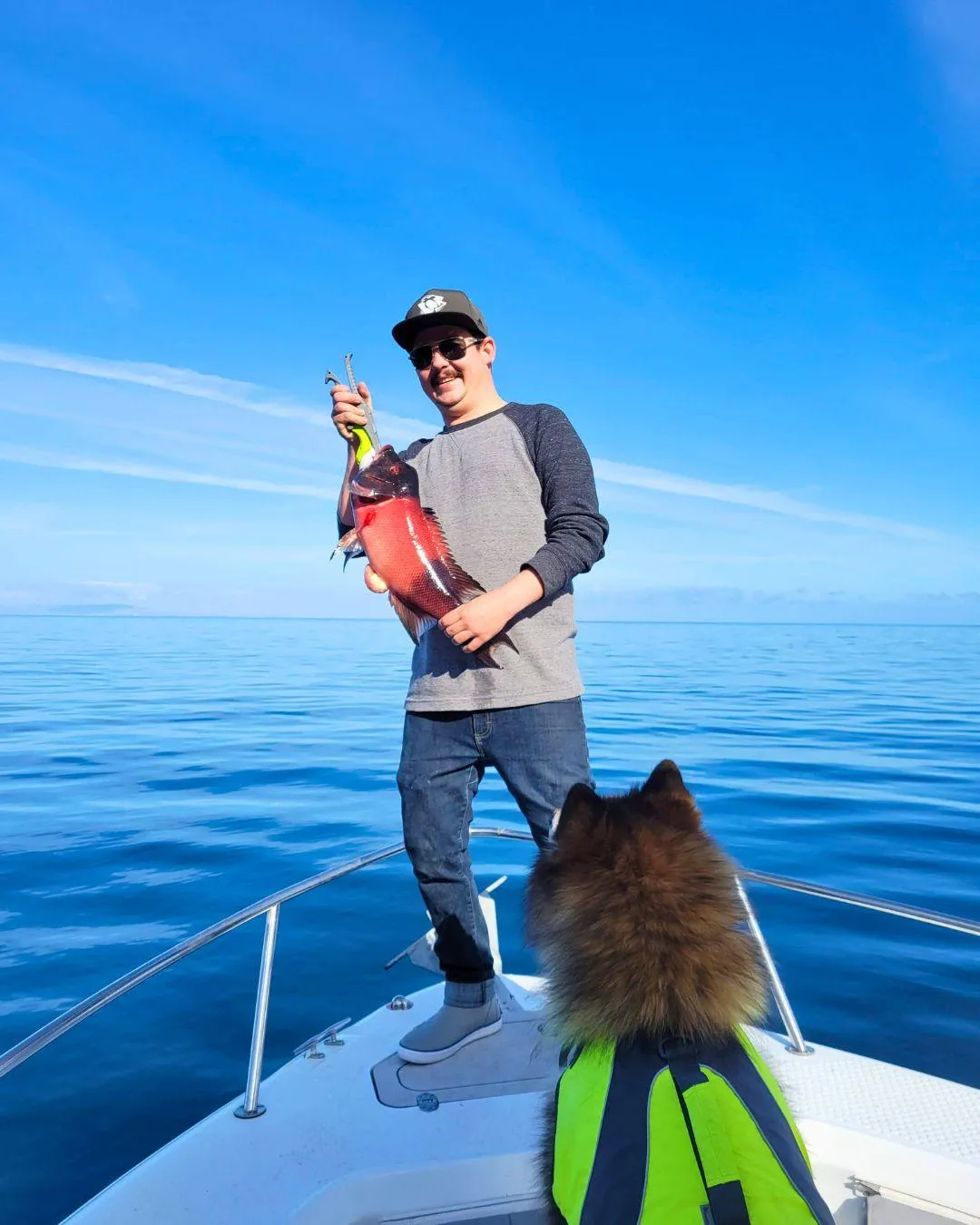 One person fishing at Huntington Beach