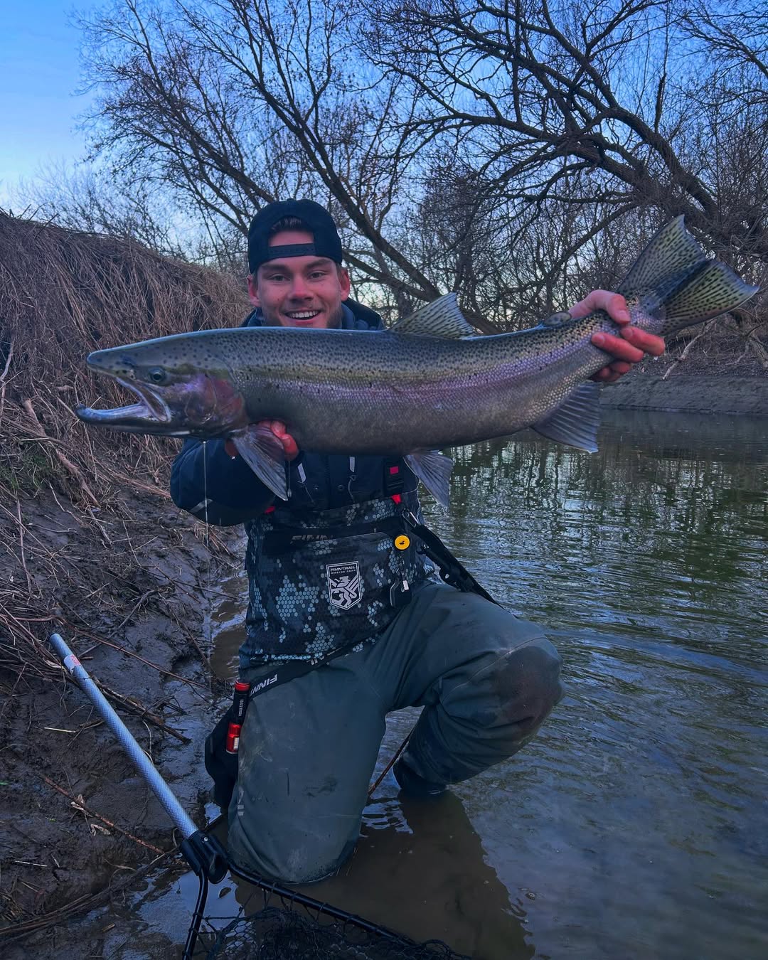 A big rainbow trout caught while fishing at Niagara Falls