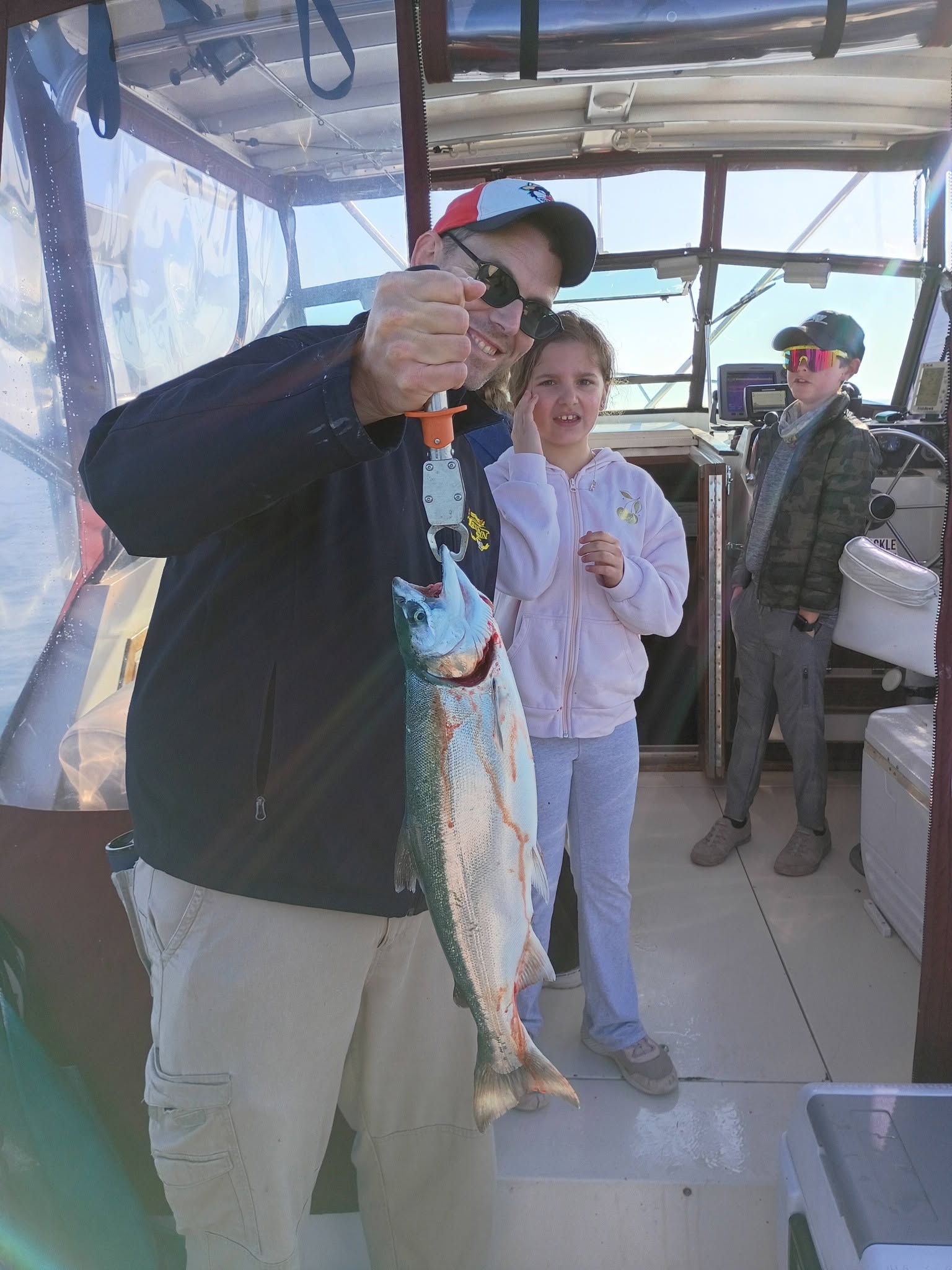 Coho salmon caught on fishing charter in Kenosha WI