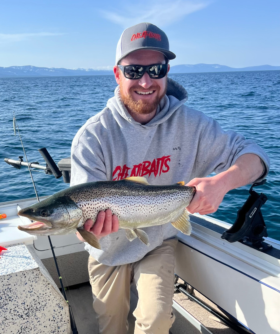 Caught a vibrant rainbow trout in South Lake Tahoe