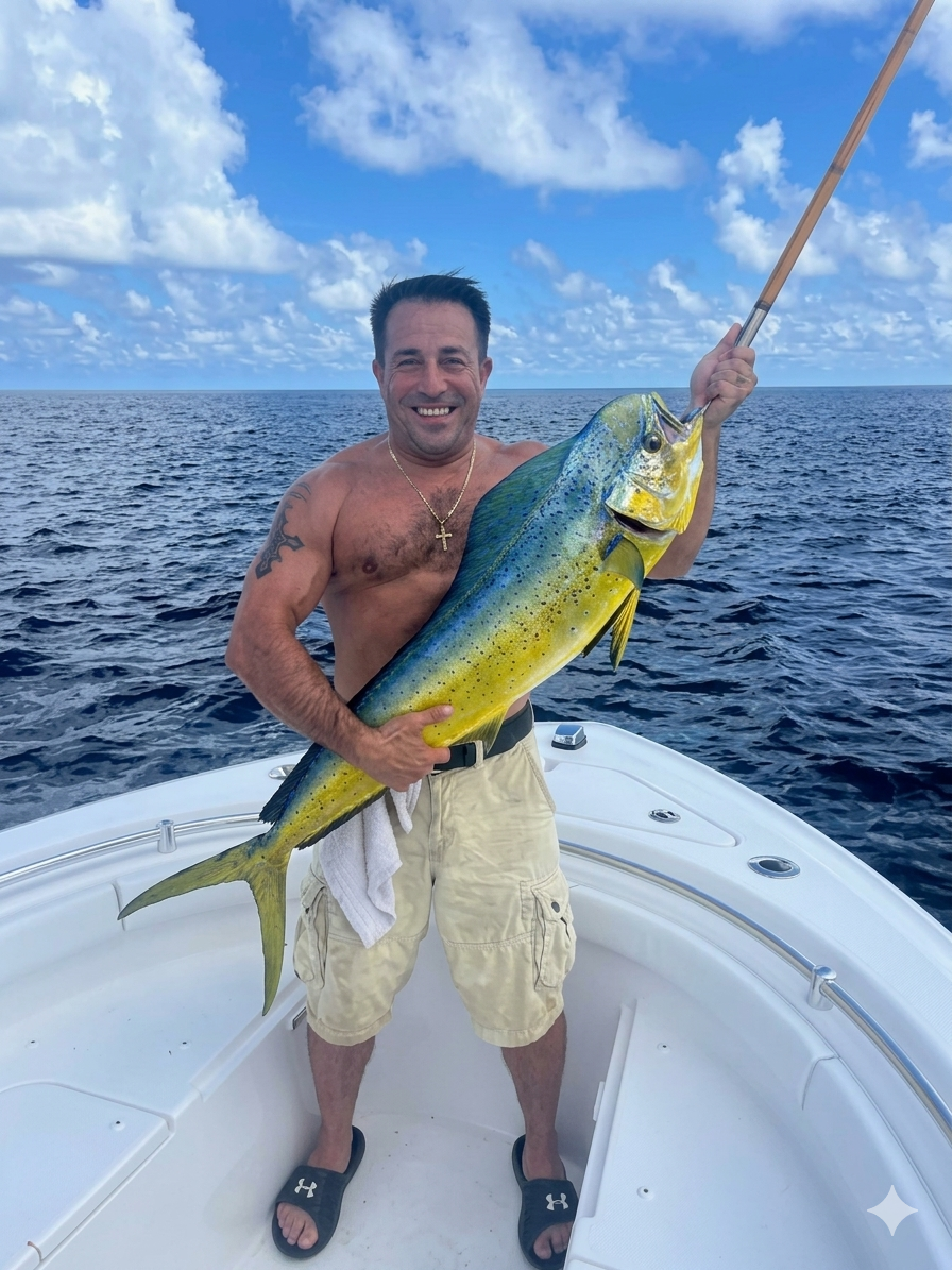 Mahi mahi catch displayed on fishing boat in St. Augustine FL waters
