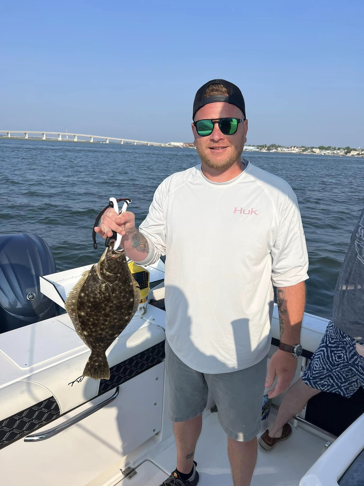 A summer flounder fish caught by a fisherman in New Jersey