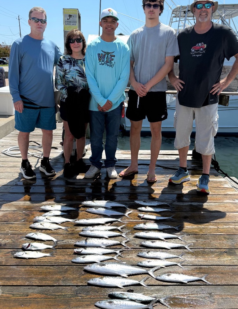 King mackerel fishing catch displayed on dock in Morehead City NC