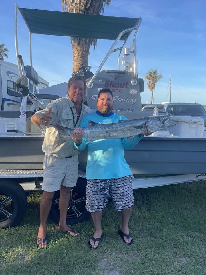 Catching a great barracuda, a large fish species