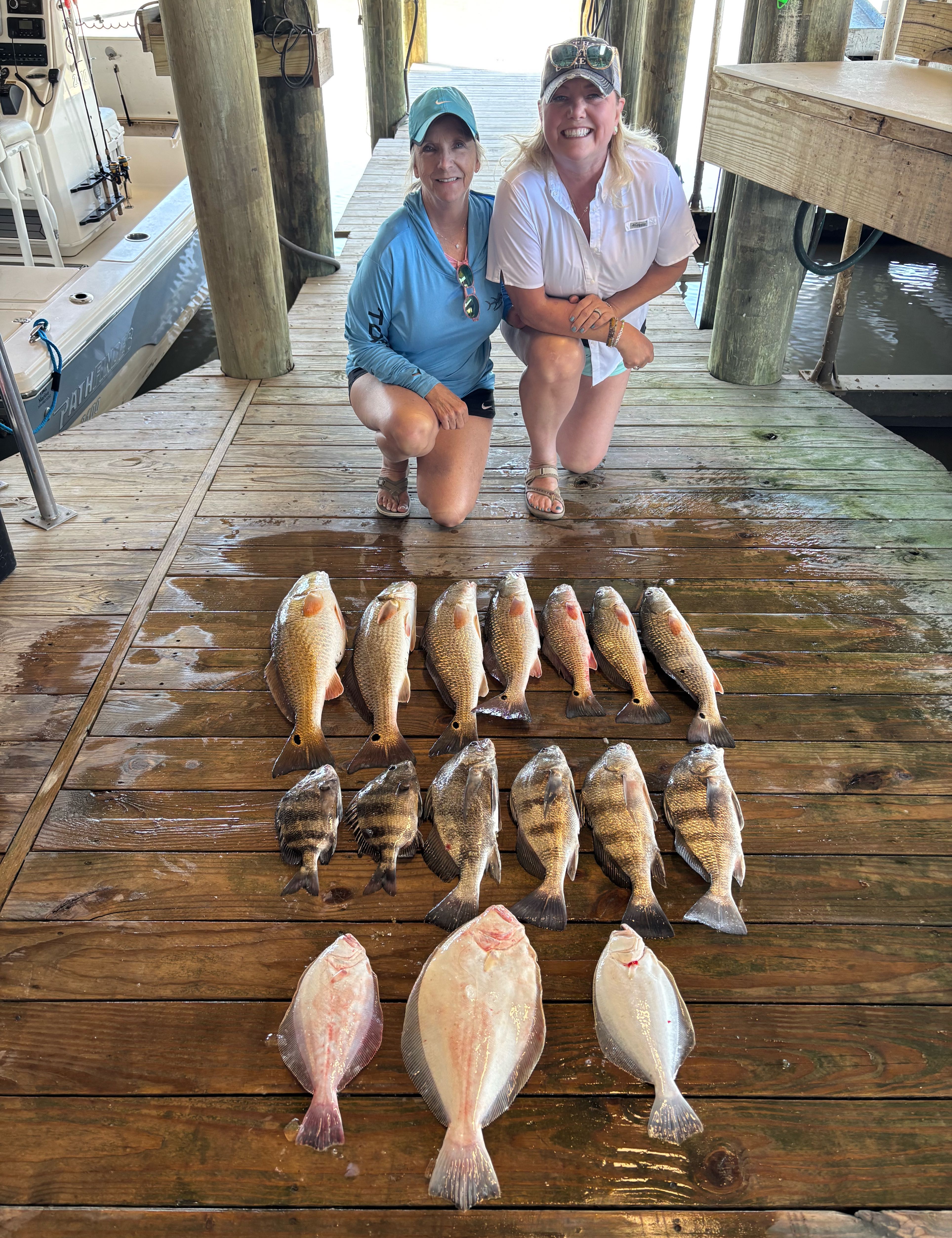 13 black drum and redfish caught while fishing in Buras