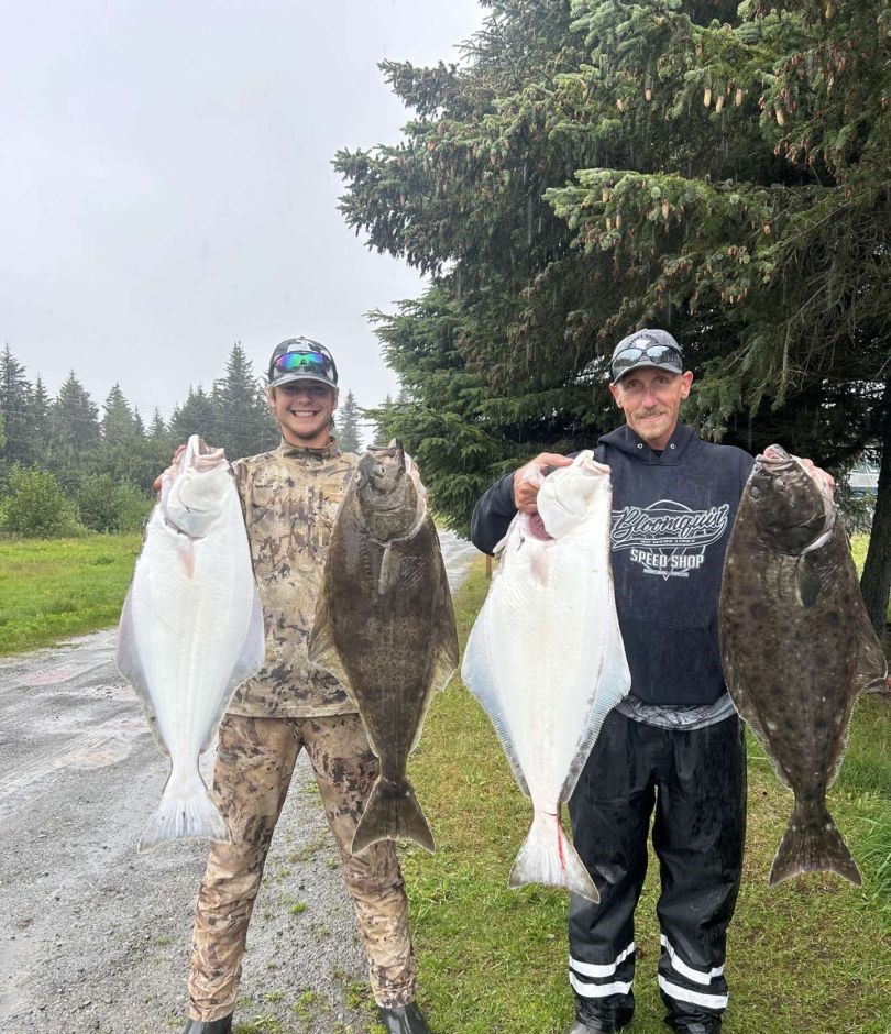 Four impressive Pacific halibut caught by fishermen in Soldotna