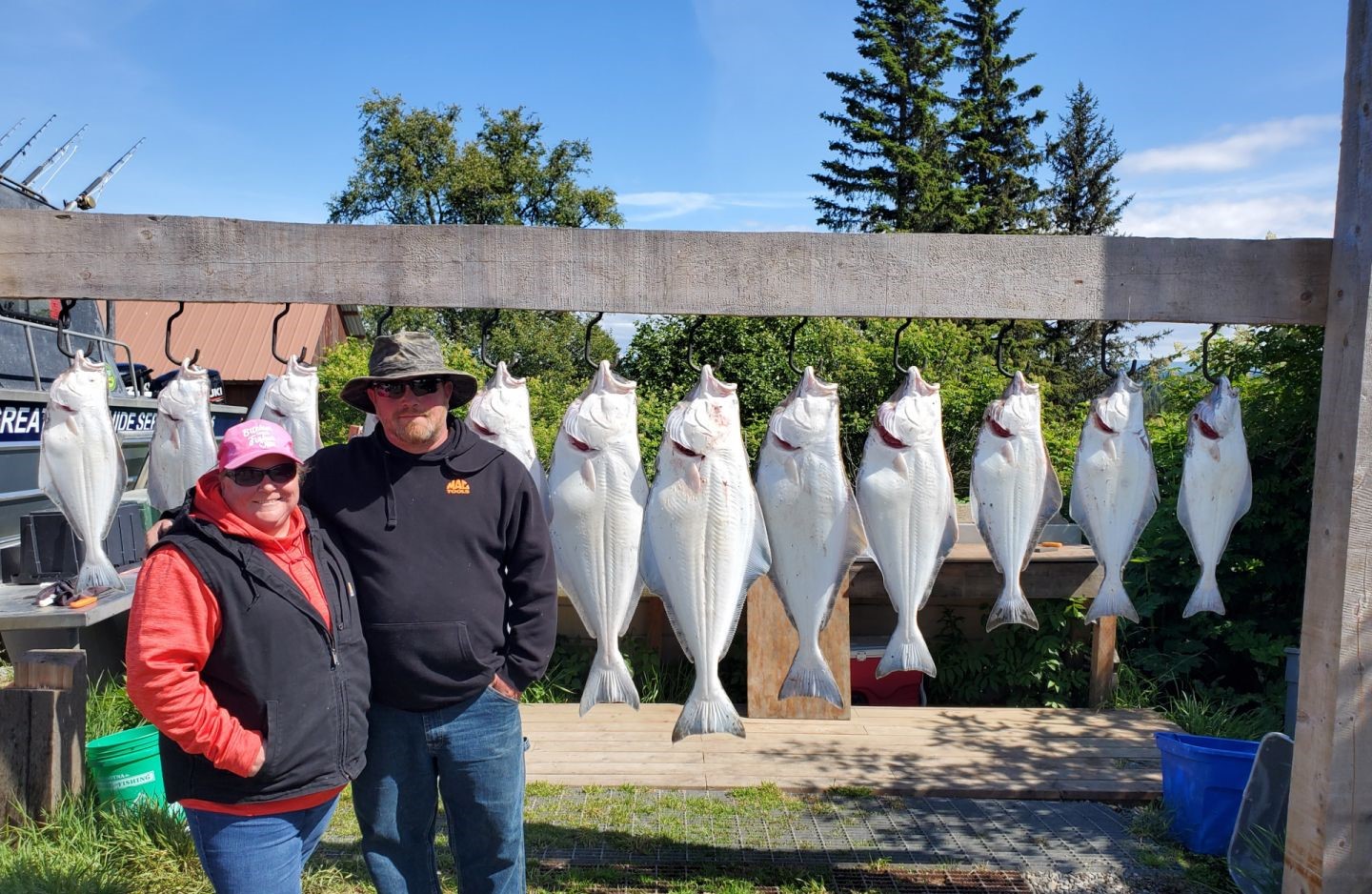 A group of 9 unspecified fish caught while fishing in Soldotna