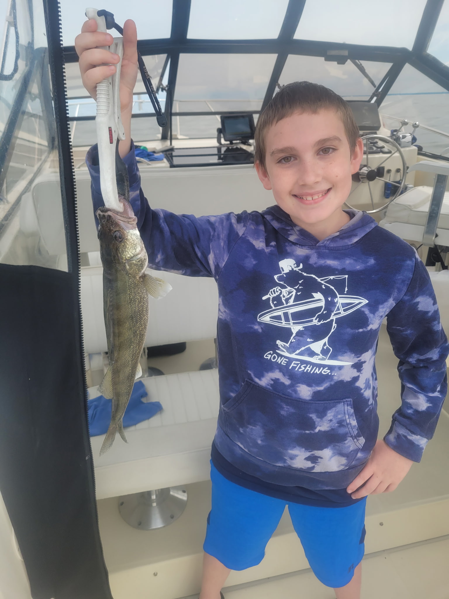 Walleye catch displayed on fishing boat in Lakeside Marblehead OH