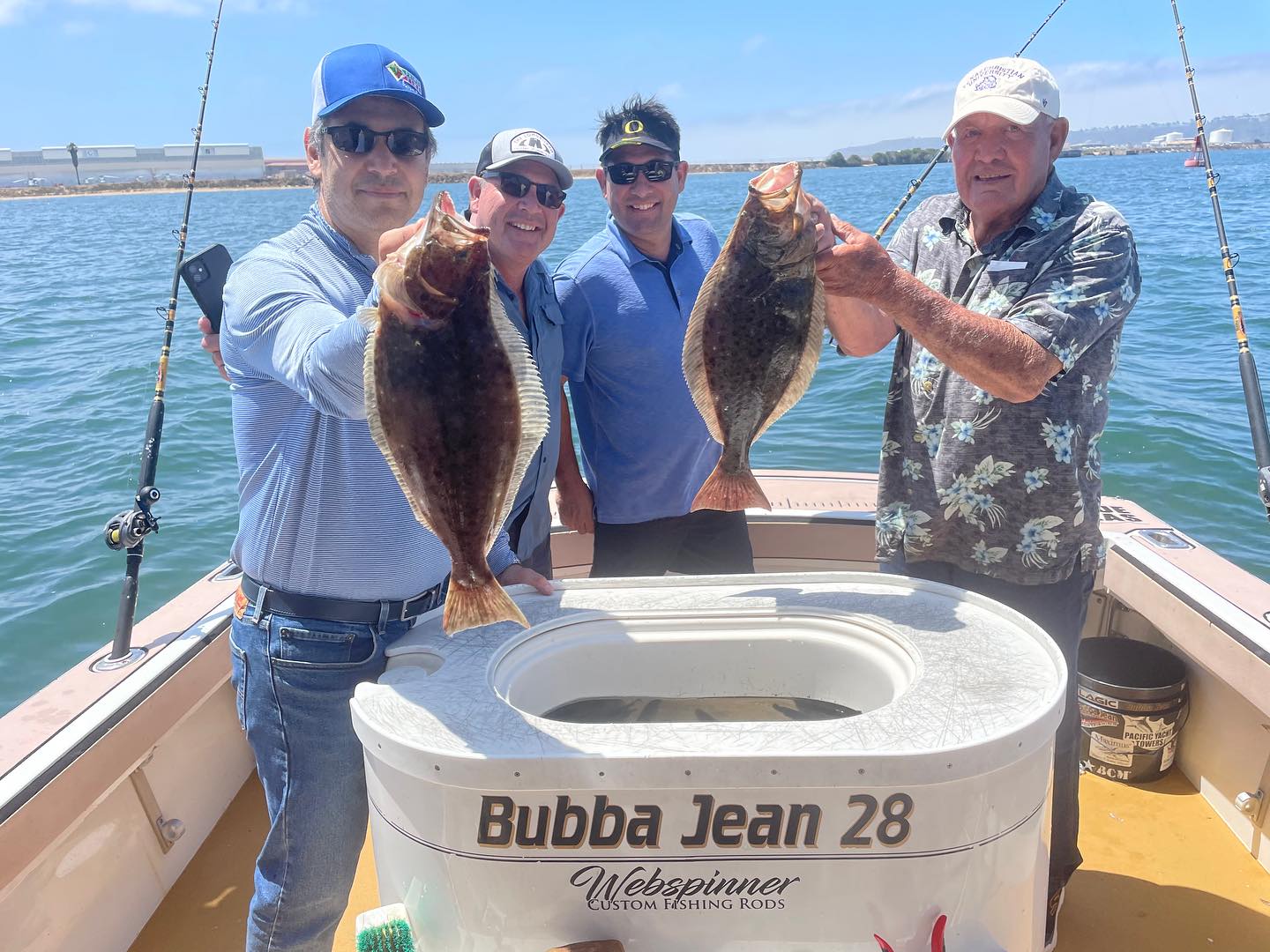 Two California Flounder fish caught during fishing in CA