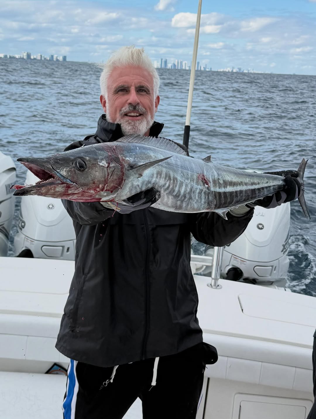Freshly caught wahoo fish displayed on fishing boat in New York City waters