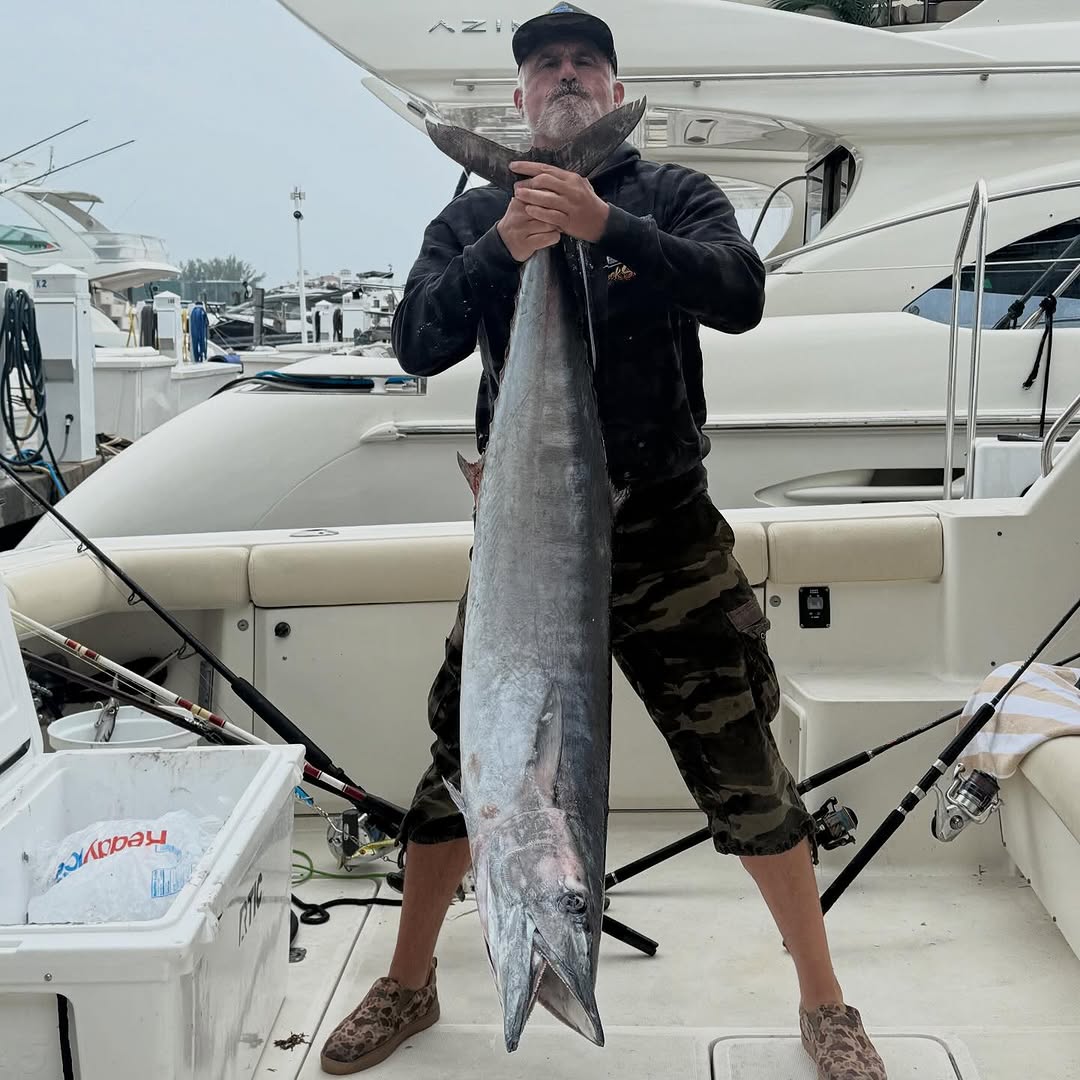 Wahoo fish catch displayed on fishing boat in New York City NY