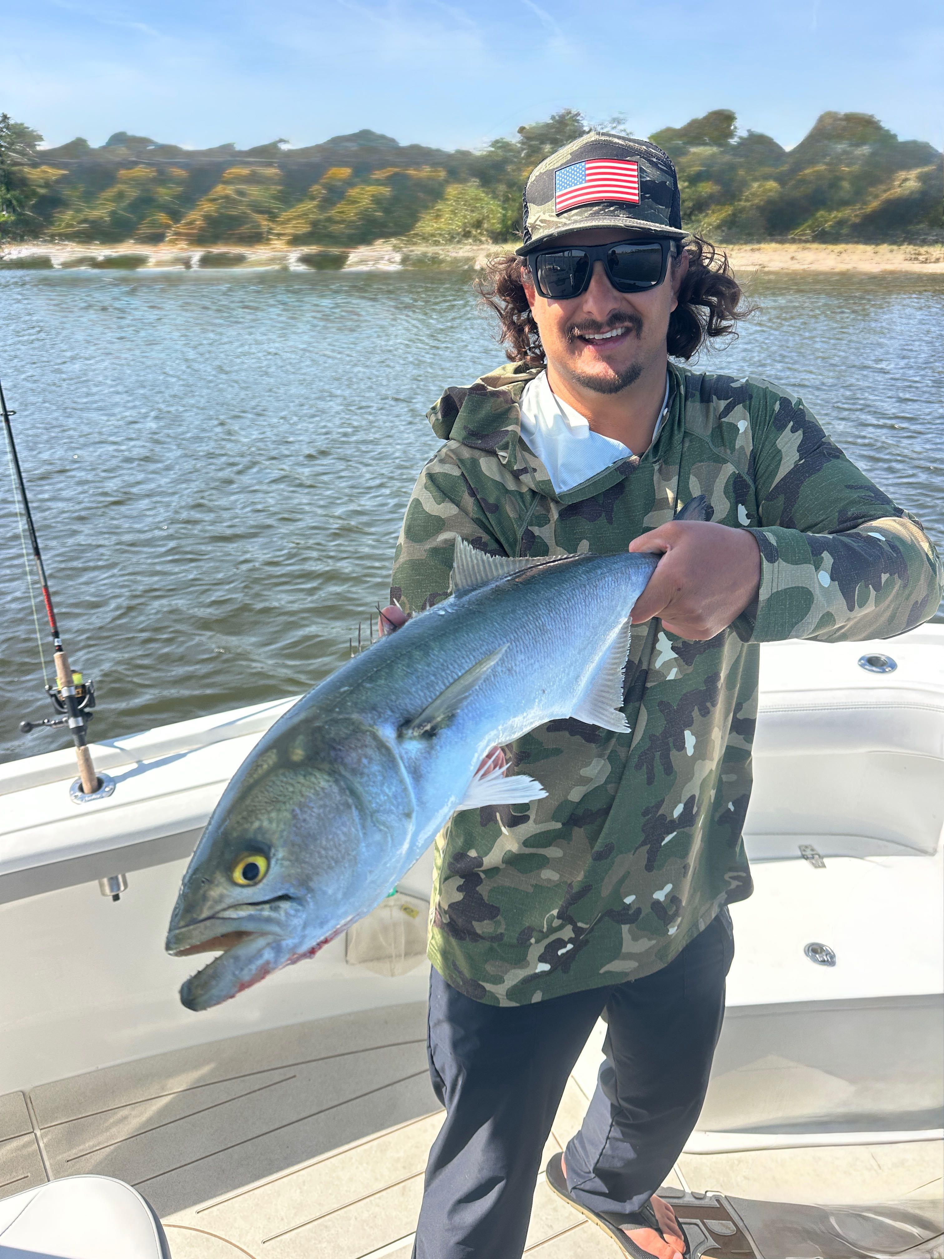 Bluefish catch on fishing charter boat in Oriental NC waters