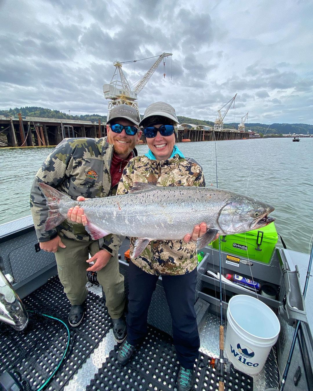 Photograph of a large rainbow trout caught while fishing in Roseburg