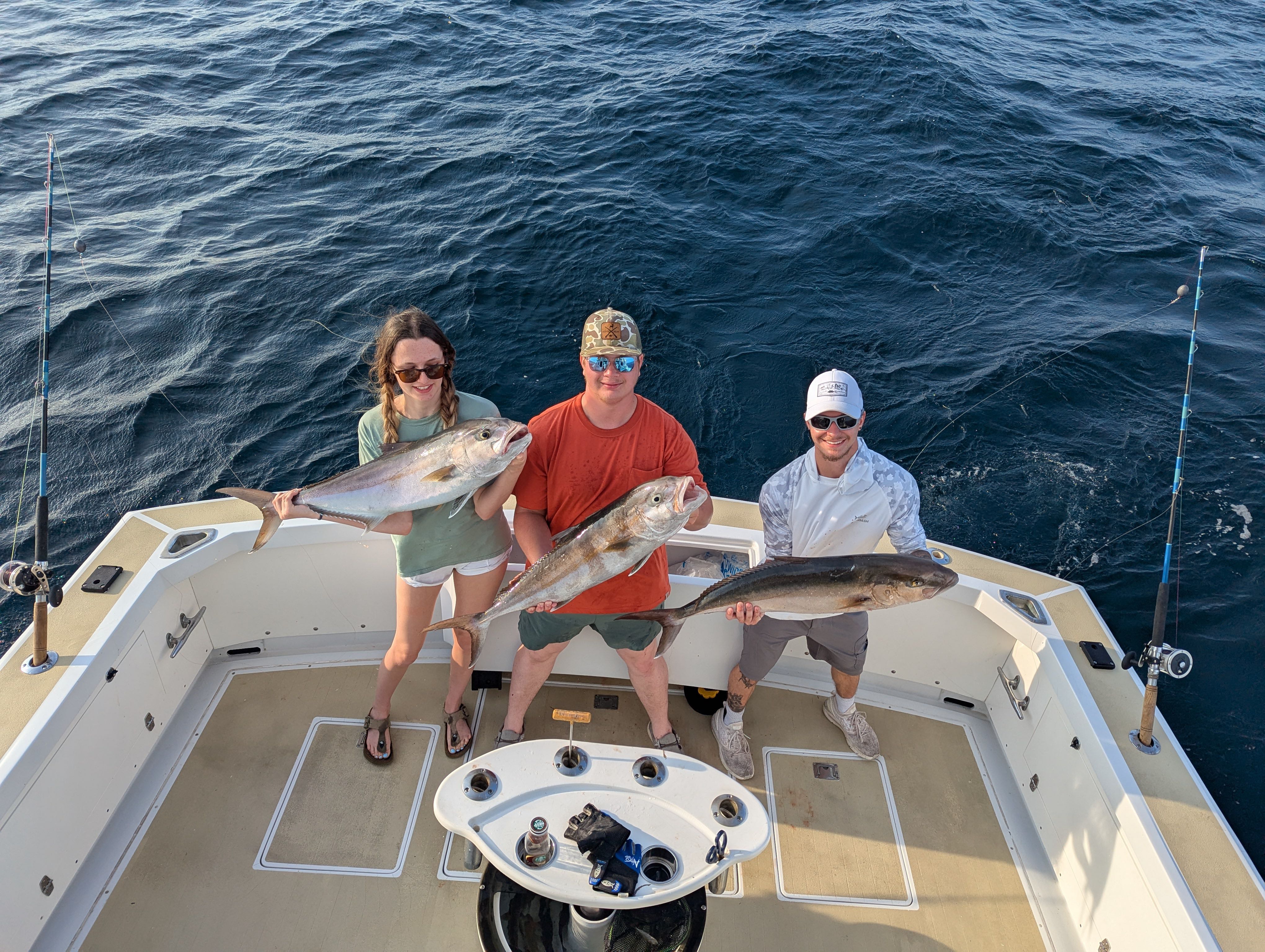 3 greater amberjack fish caught at carolina beach