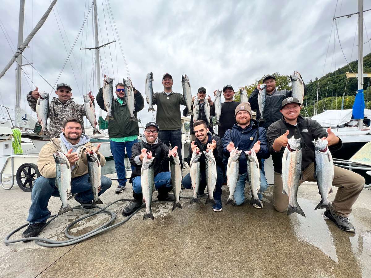 9 silver carp and greater amberjack fish in a fishing scene, WA location