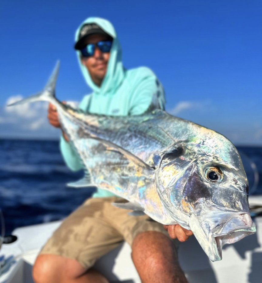 Catch of the day: An impressive African Pompano fish, measuring 37 inches, reeled in while fishing in FL.