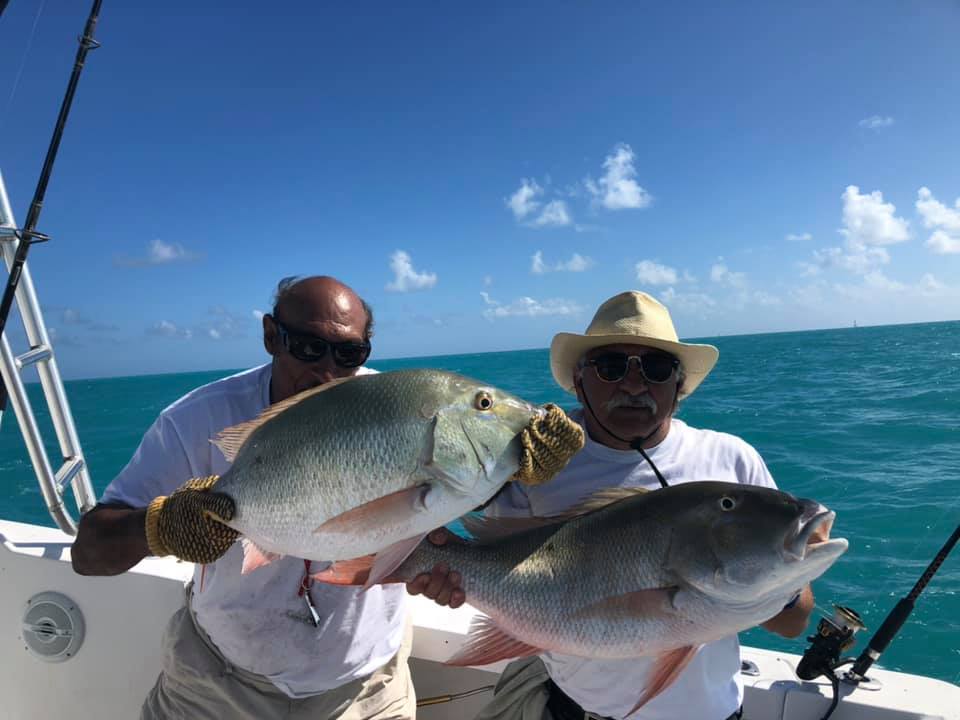 2 mutton snapper fish caught while fishing in Islamorada