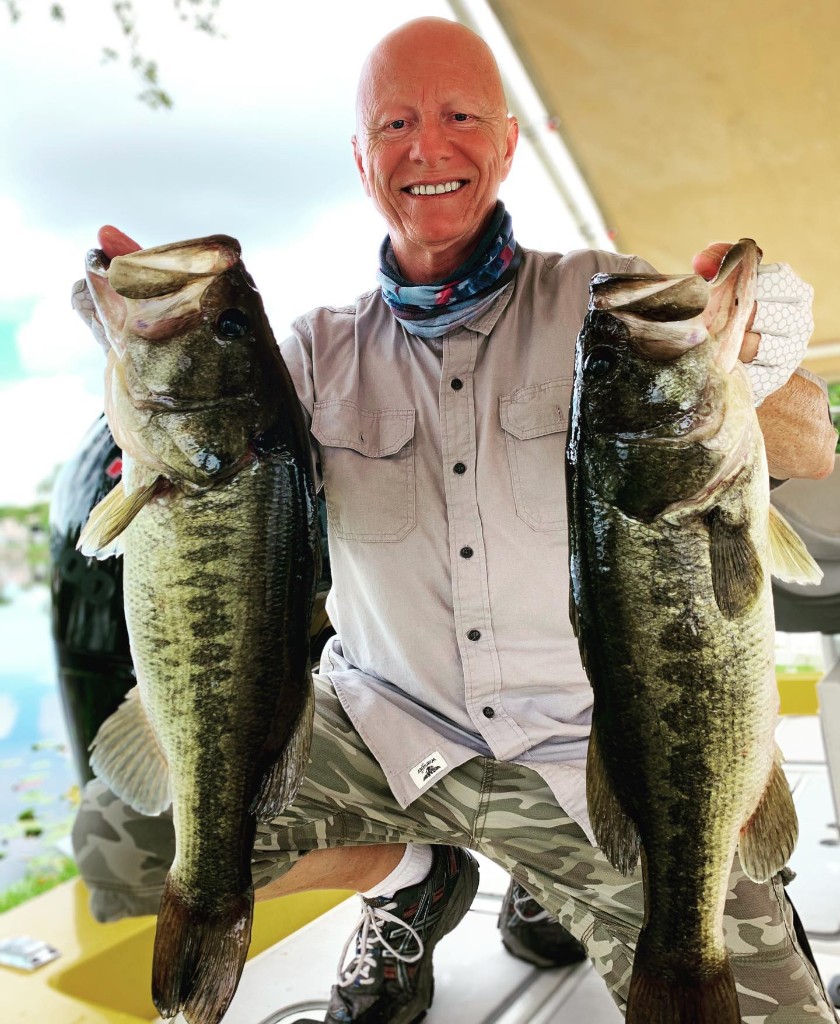 Two largemouth bass caught in Fort Lauderdale, Florida
