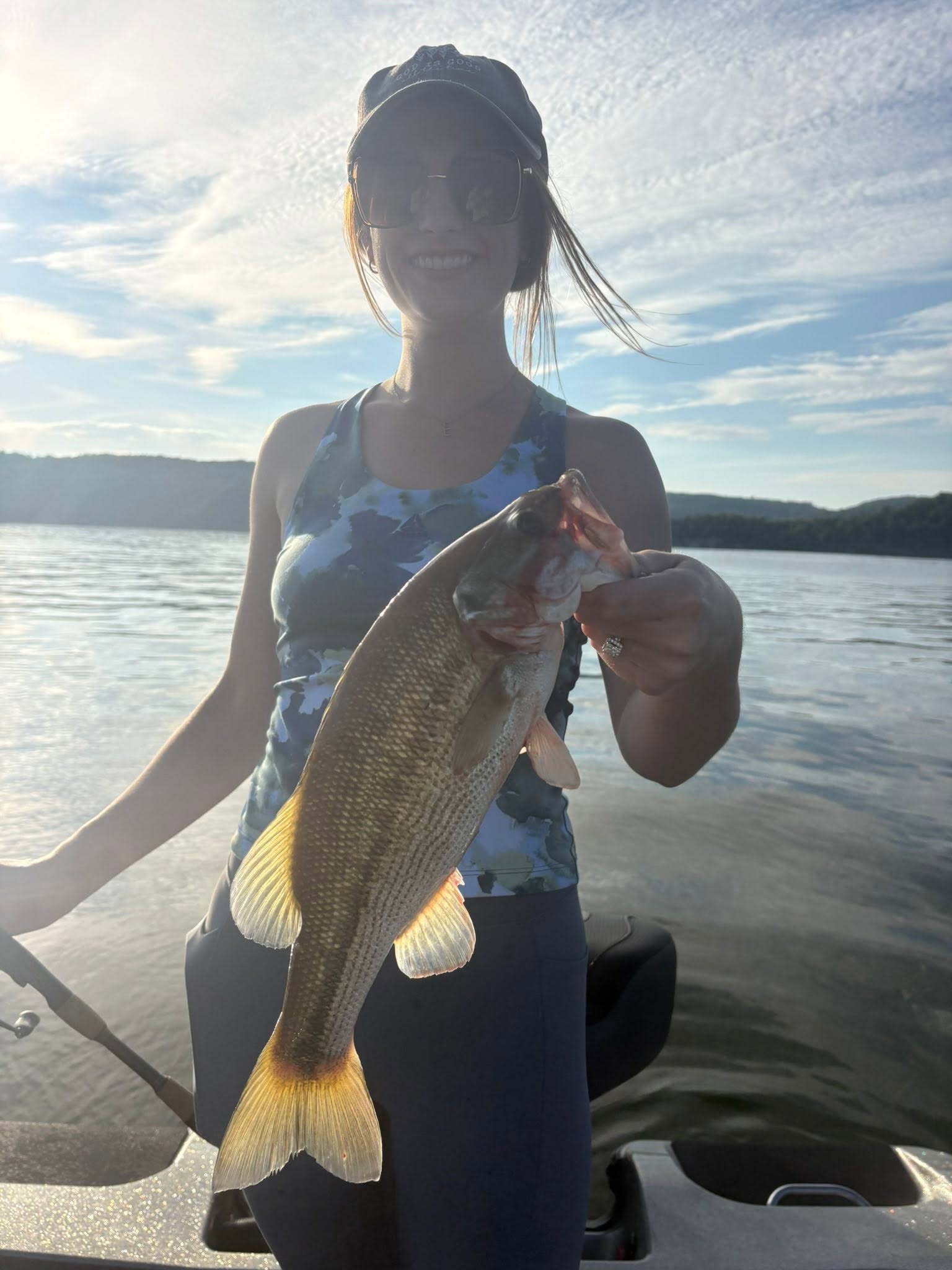 Spotted bass caught fishing on lake in Guntersville Alabama