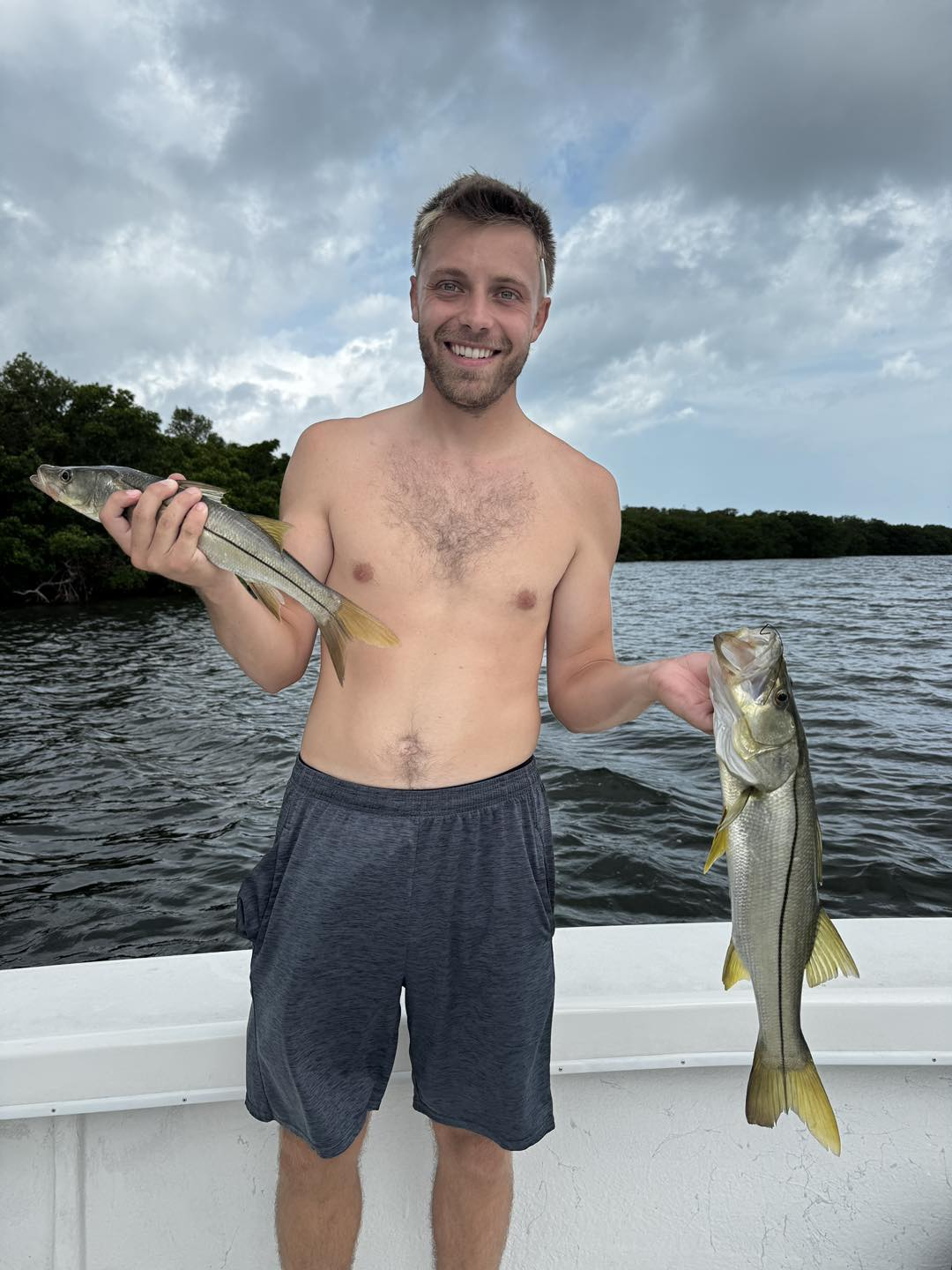Two snook fish caught while fishing in Sarasota