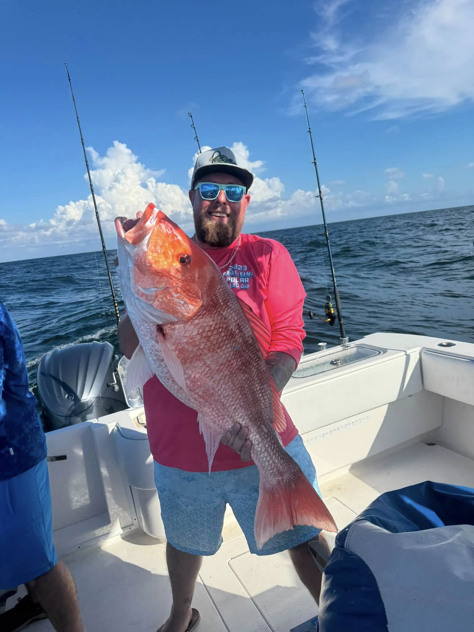 Red snapper caught while fishing near Dauphin Island AL on boat with fishing rods