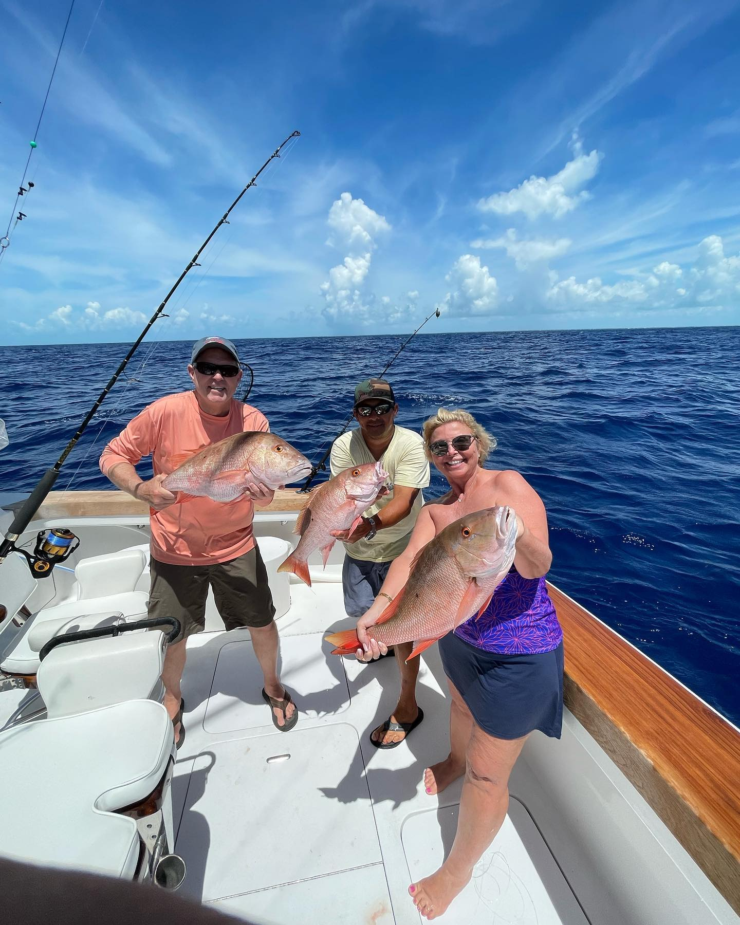 Three mutton snapper, 15-inch fish caught in Islamorada