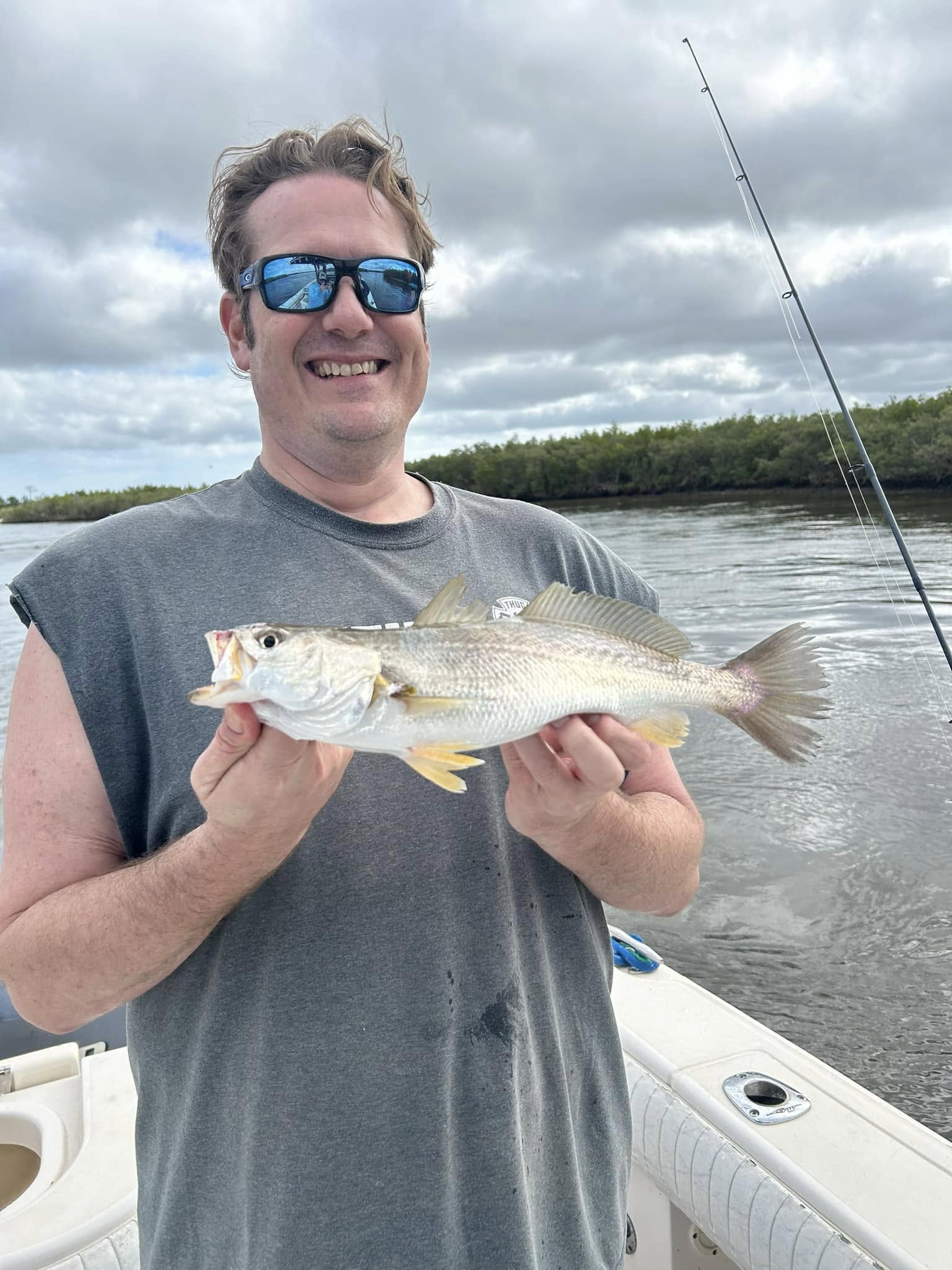 Solitary angler reels in fish in Florida