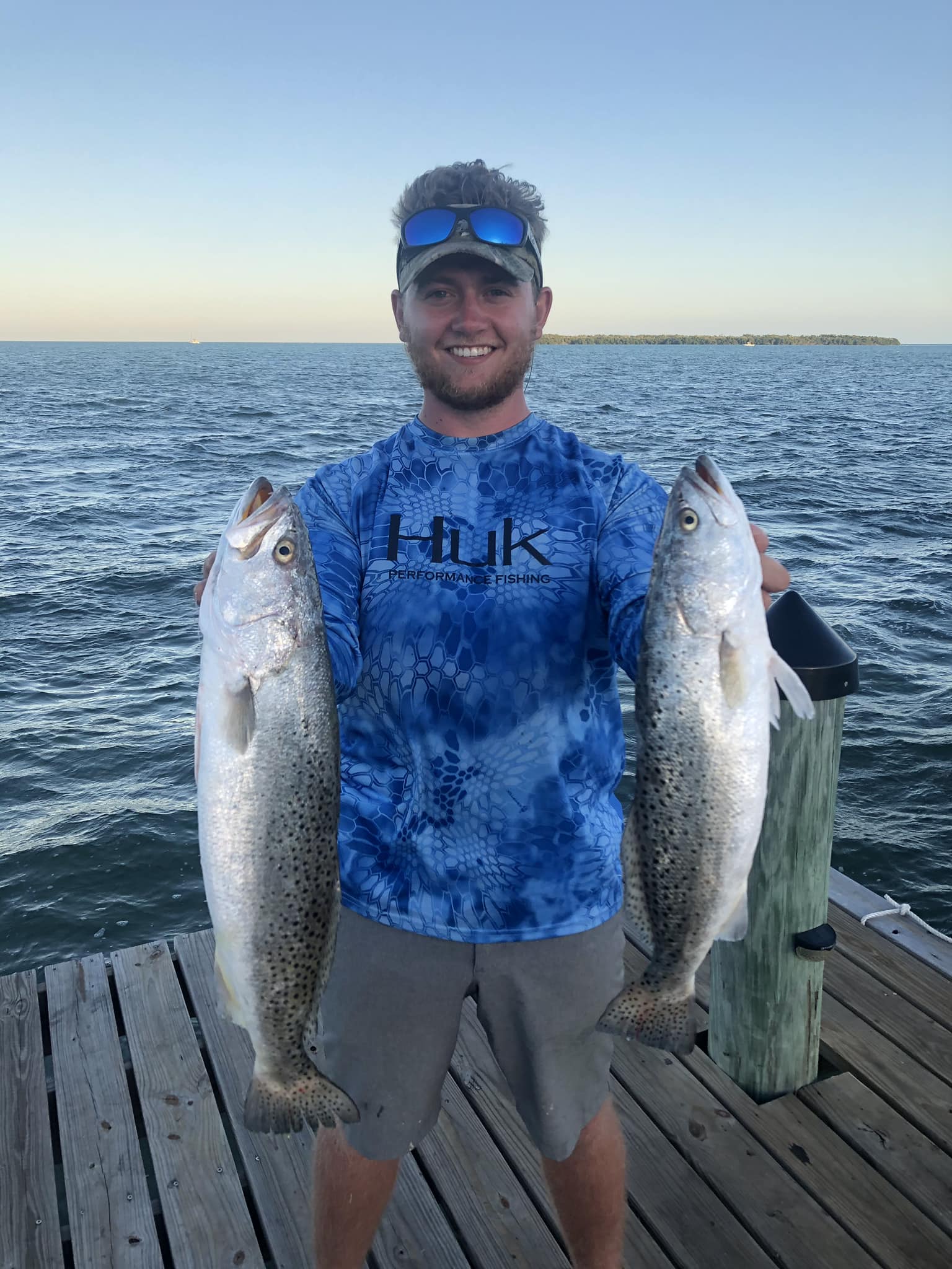 Two spotted weakfish, 21 inches long, caught while fishing in Volusia County