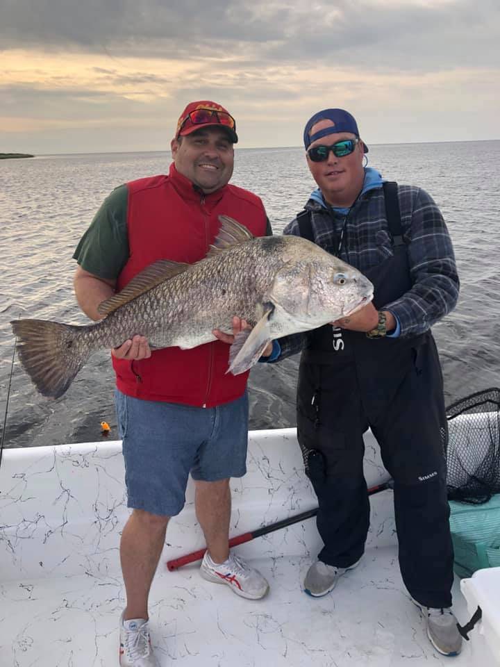 A huge black drum fish caught in Florida