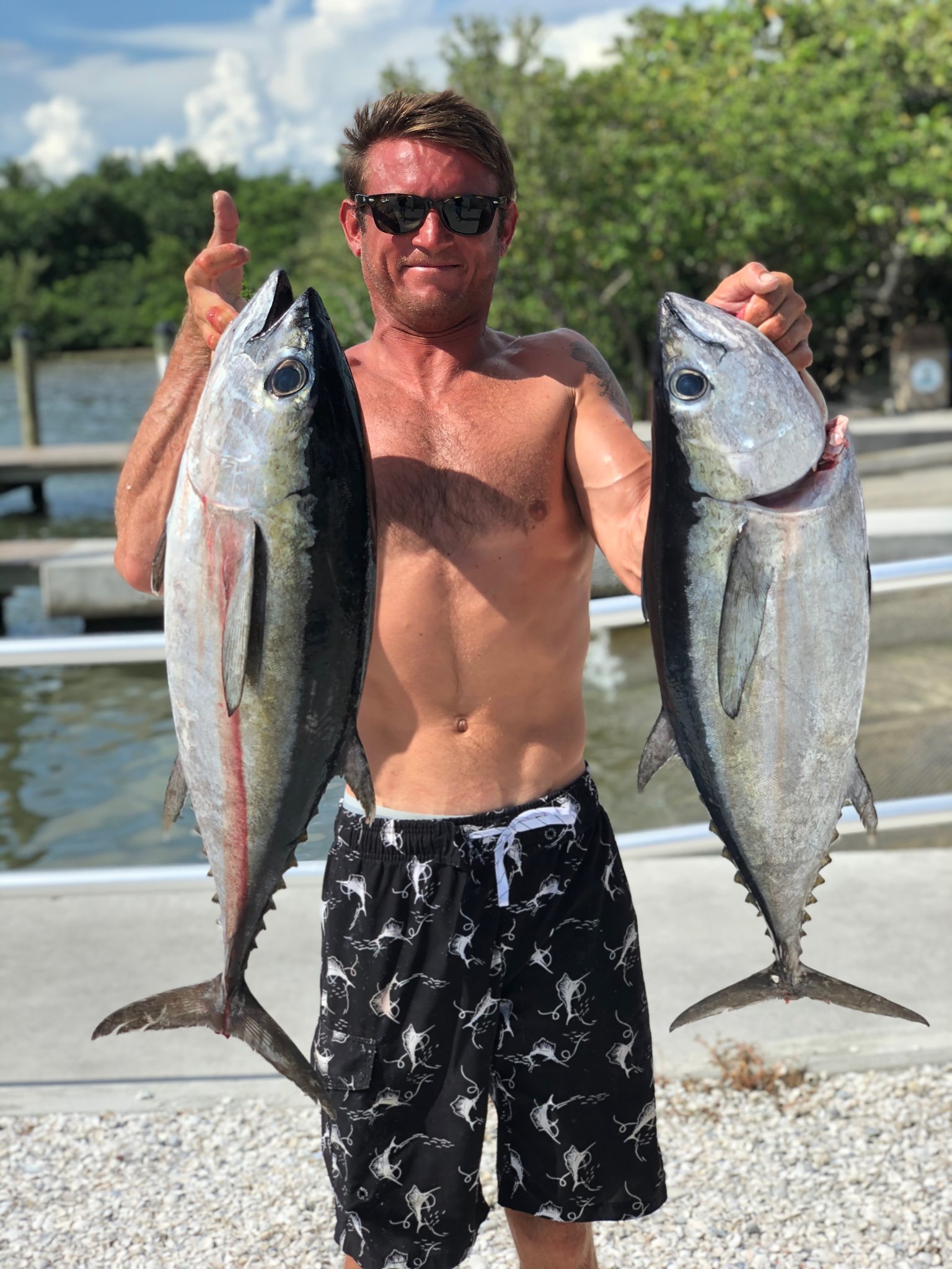 Two blackfin tuna fish caught in Fort Myers