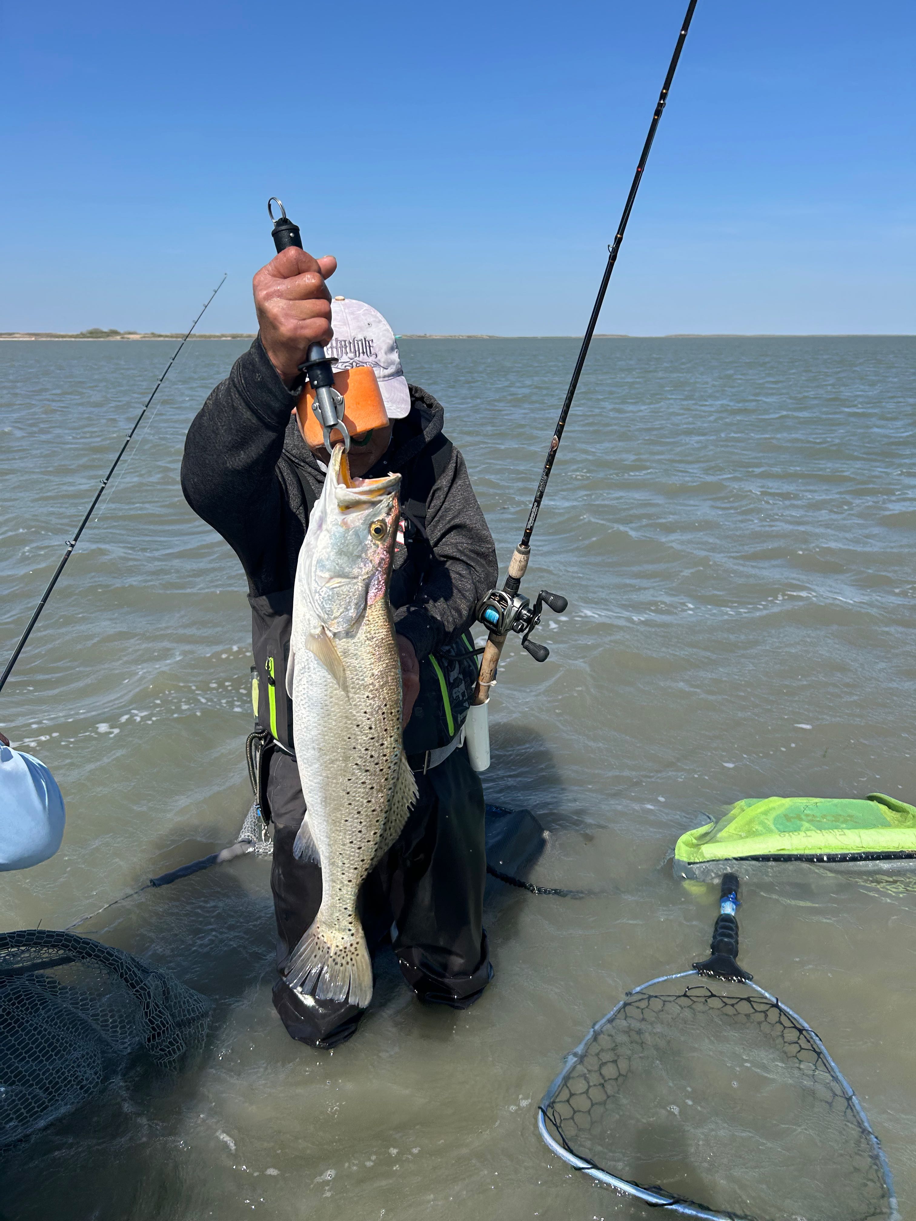 Speckled trout catch while wade fishing in Rockport TX waters