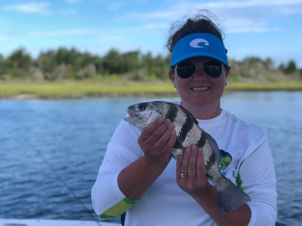Impressive catch of a black drum fish in NC
