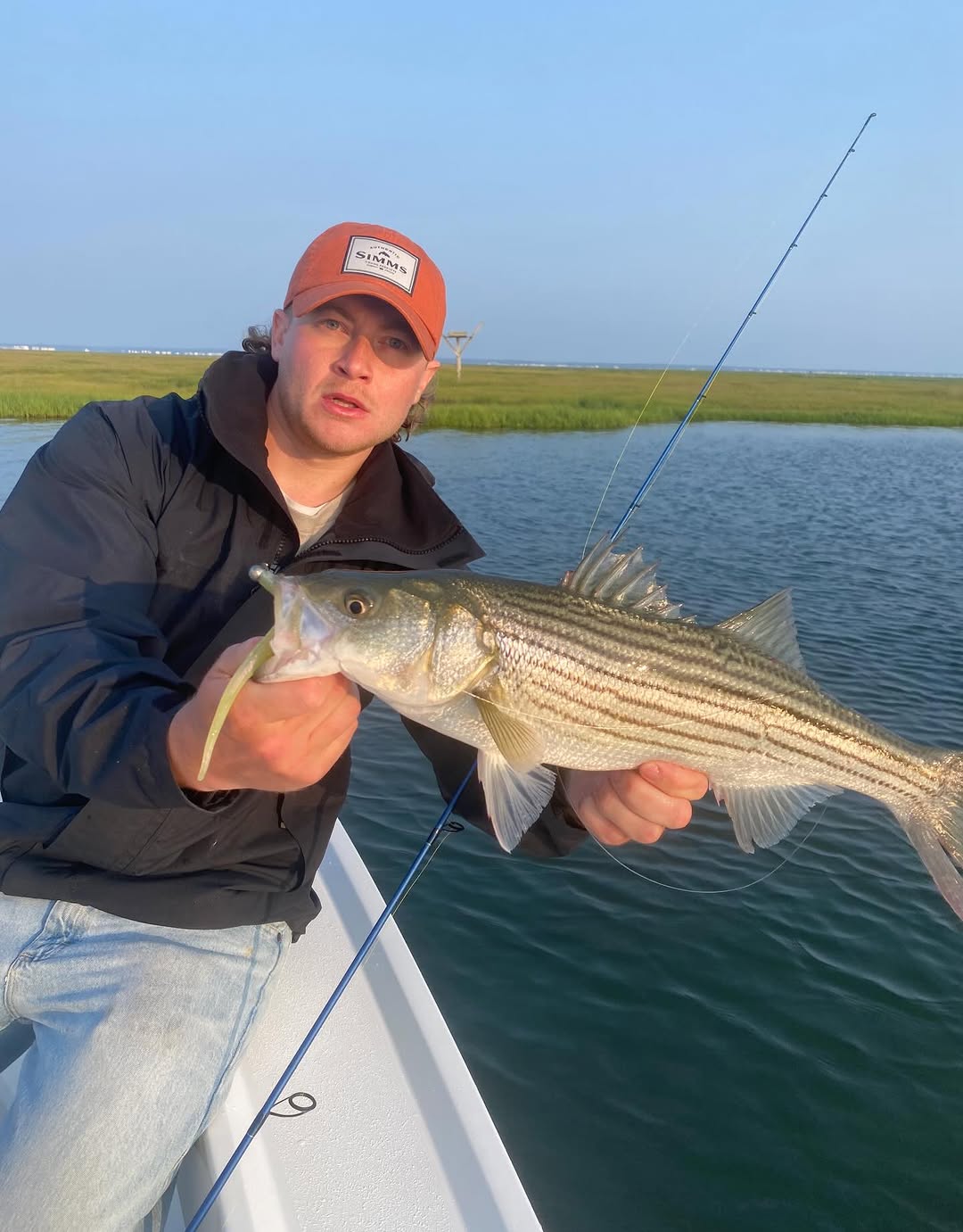 Striped bass caught fishing in Barnegat Light NJ waters