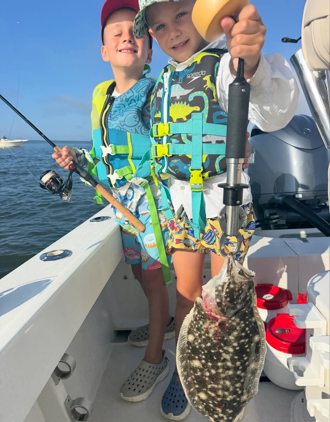 Southern flounder caught fishing in Barnegat Light NJ on boat deck