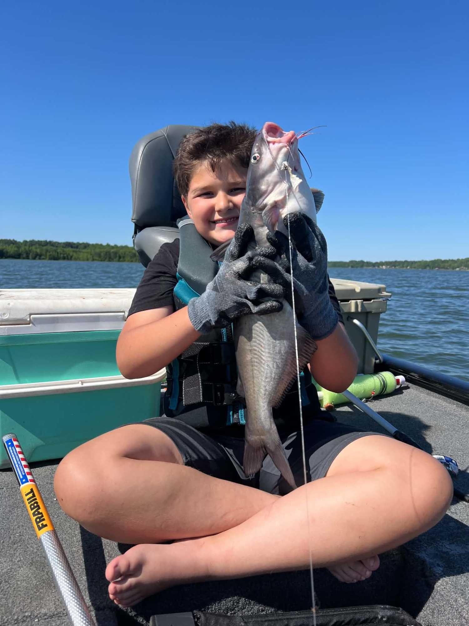 Blue catfish catch on boat in Eufaula AL fishing trip