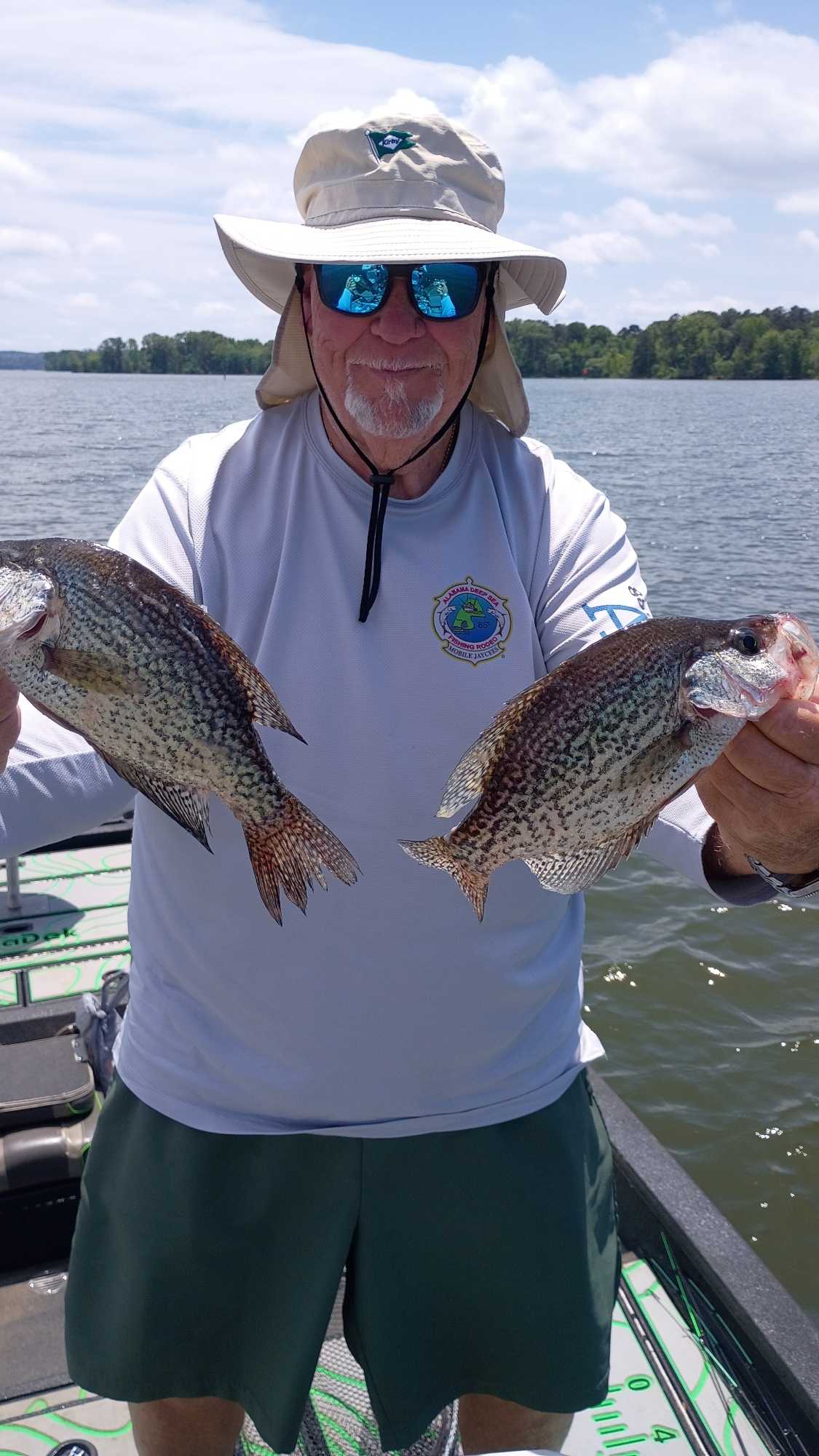 Two crappie fish caught while fishing in Eufaula Alabama