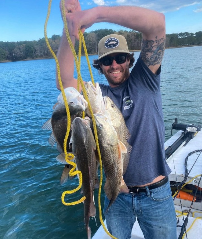 Angler reels in a solitary fish in Virginia