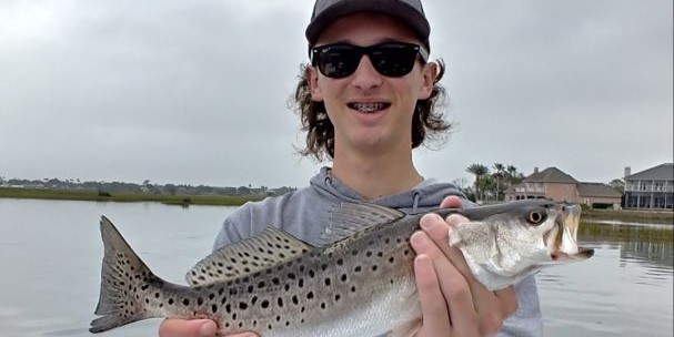 Spotted weakfish caught while fishing in St. Augustine