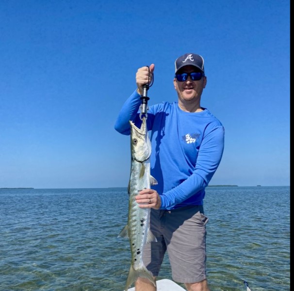 A great barracuda, a large predatory fish, caught while fishing in Key West