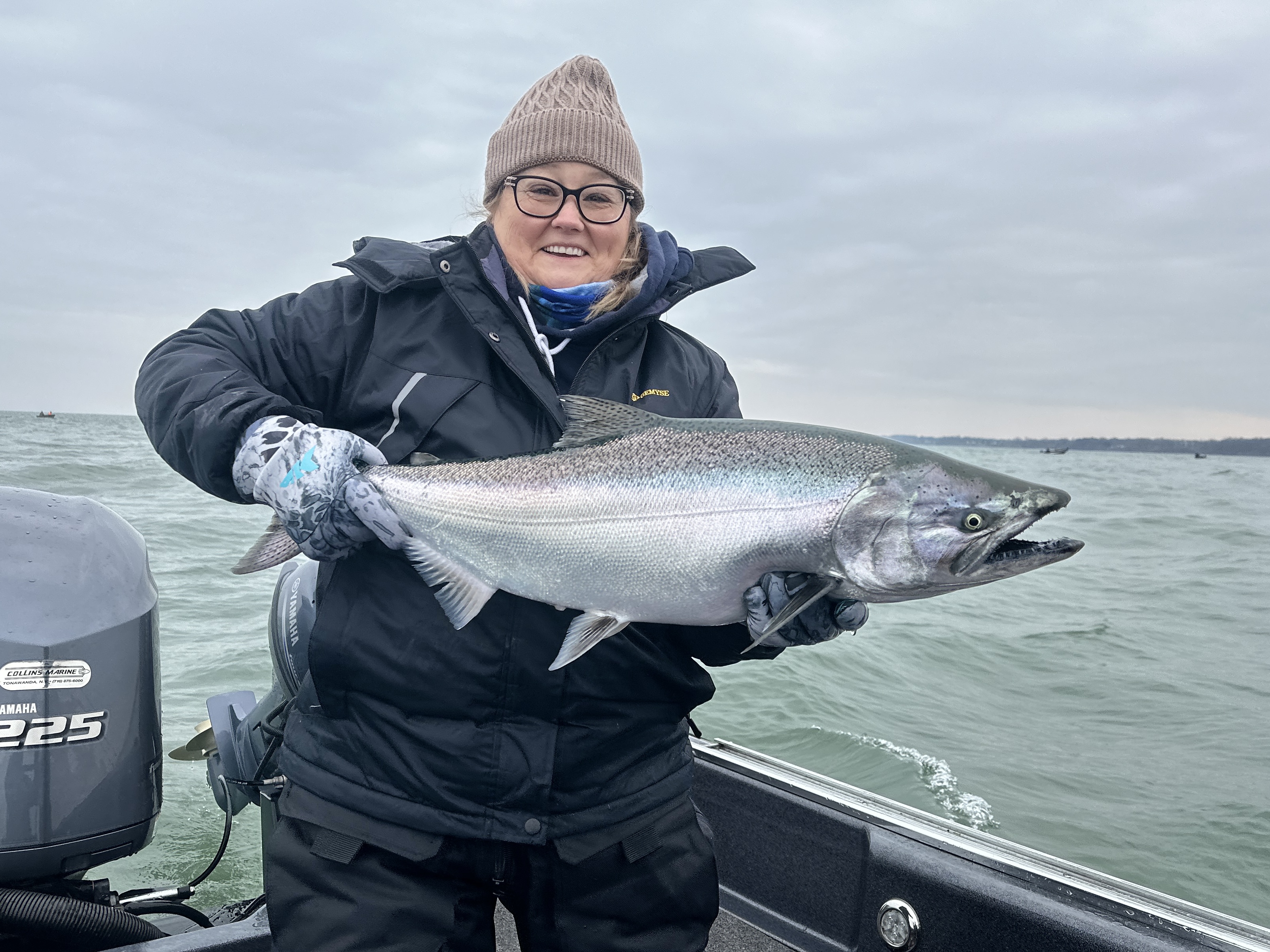 Coho salmon caught by fisherman in Tonawanda
