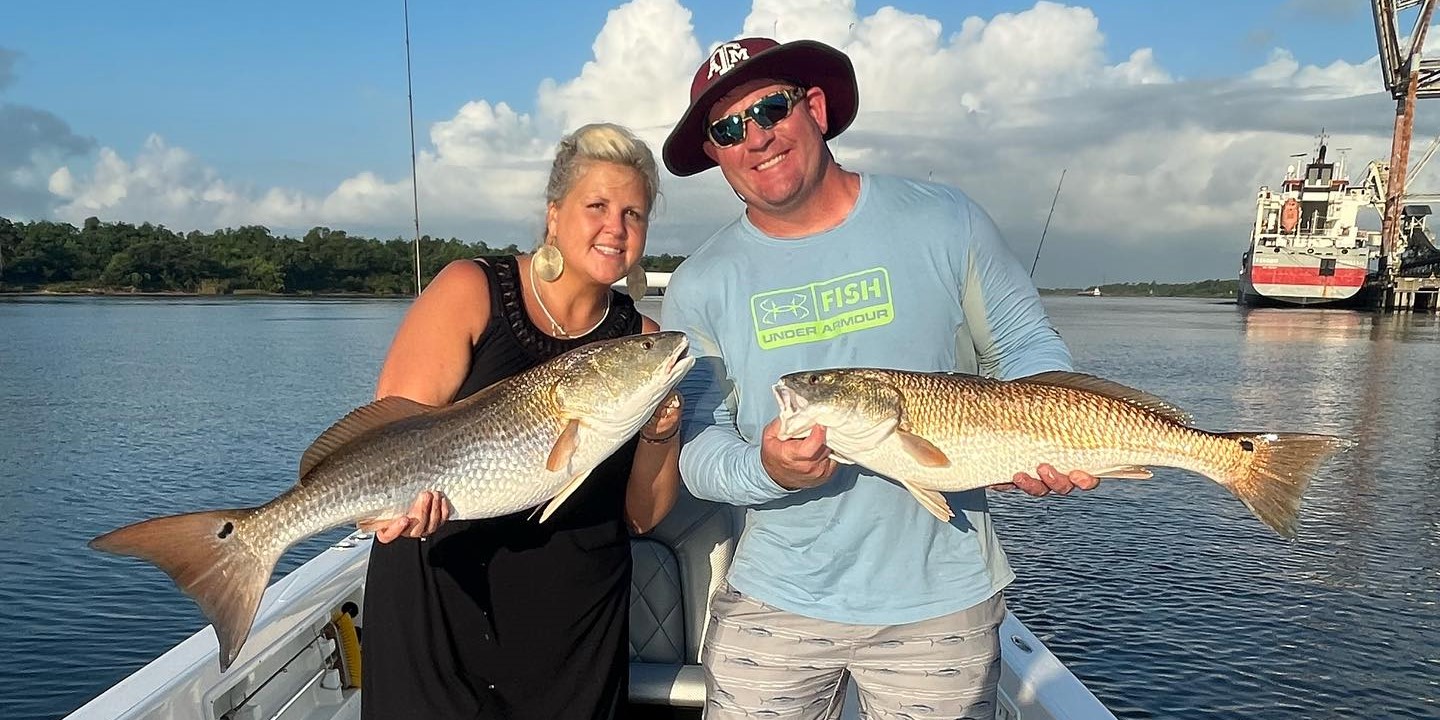 Lake Charles inshore fishing charter boat with Captain Andrew, casino pickup available