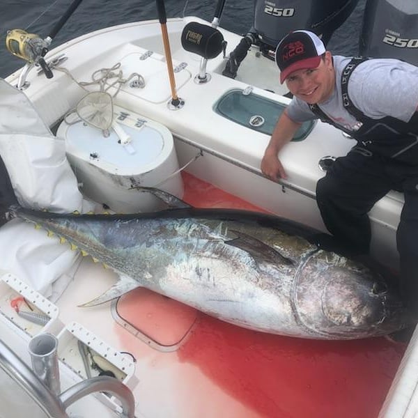 Photograph of a single Atlantic Bonito, a 39-inch fish caught while fishing in MA.